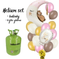 Helium set - Medvdek na msci girl - 2 folie + 18 balonk 23 cm