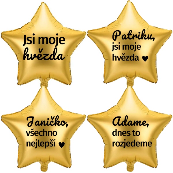 Balónek fóliový, Zlatá hvězda, s vlastním textem 45 cm