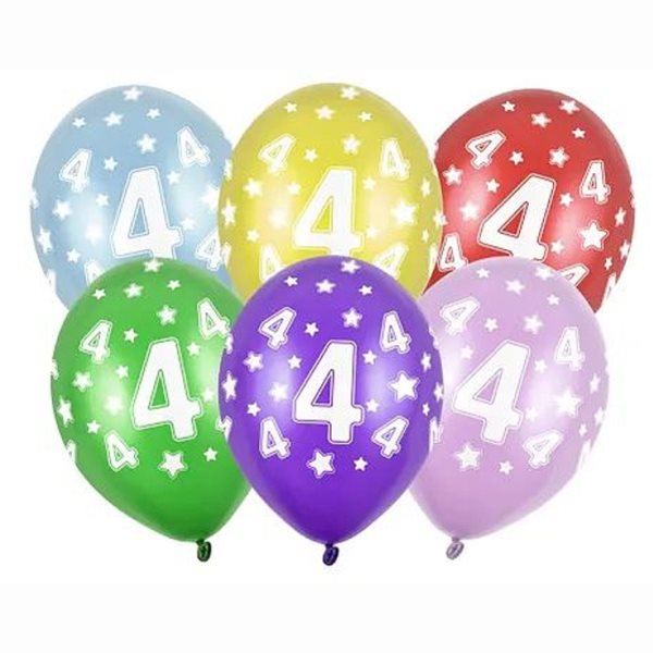 Balónek latexový 4. narozeniny 6 ks