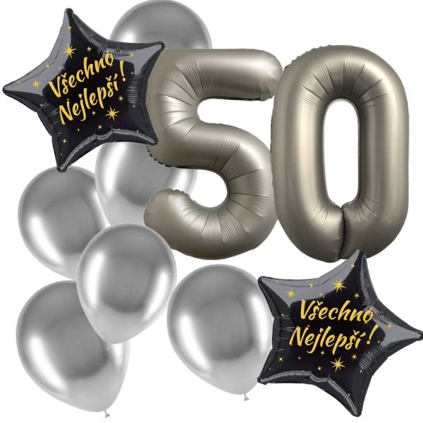Balonkový set 50 narozeniny stříbrné