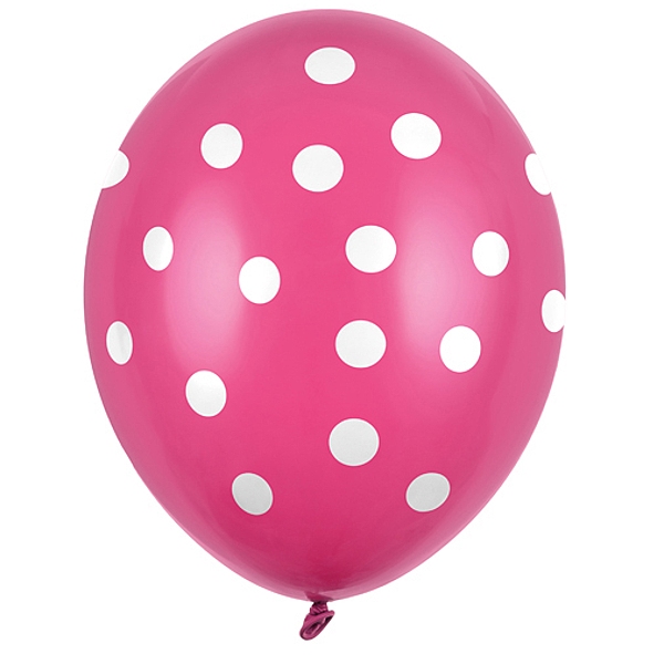 Balónky 30cm, Puntíky, Pastel Hot Pink (1 bal. / 6 ks)