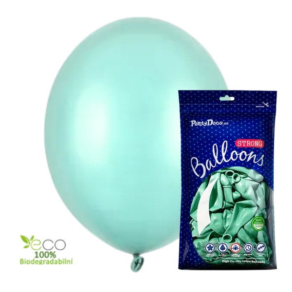Balónky latexové metalické – 27 cm mintová 100 ks