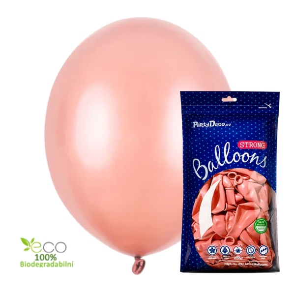Balónky latexové metalické – 27 cm růžové zlato 100 ks