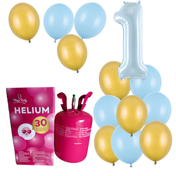 Helium - Balonkový buket 1 modro zlatý