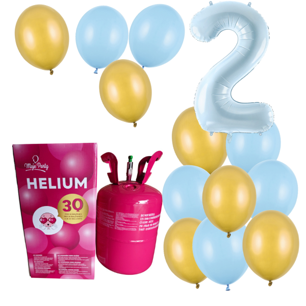 Helium - Balonkový buket 2 modro zlatý