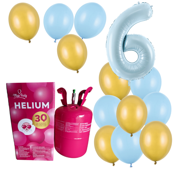 Helium - Balonkový buket 6 modro zlatý