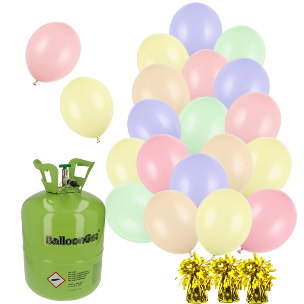 Helium - 30  balónků gpastelových 23 cm - 3 zlatá těžítka