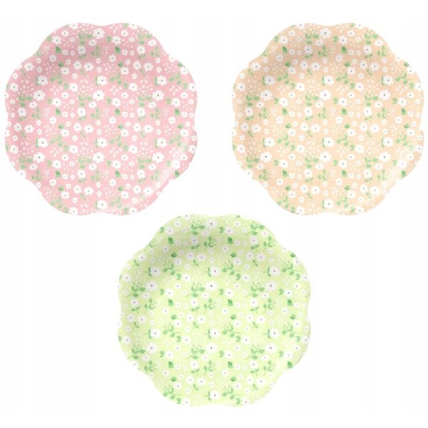 Talířky papírové luční kvítí mix barev 23 cm 6 ks