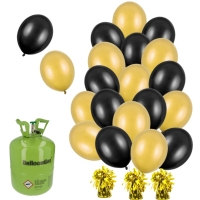 Helium s balonky 23 cm - ern zlat - 3 zlat ttka