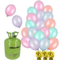 Helium s metalickm  balonkovm mixem 30 balonk 23 cm + 3 ttka