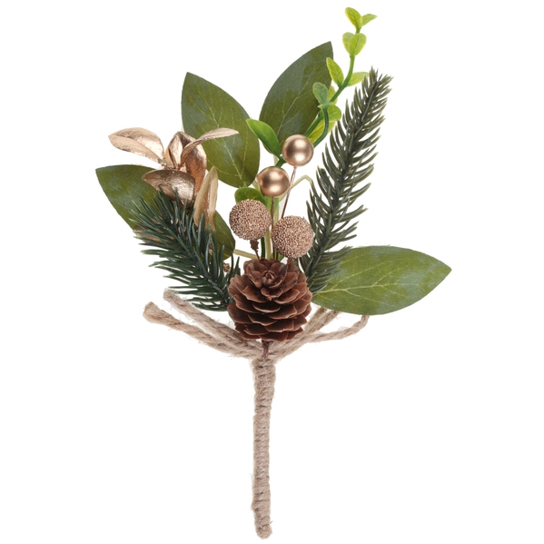 Dekorativní větvička s šiškou 16,5 cm 2 ks