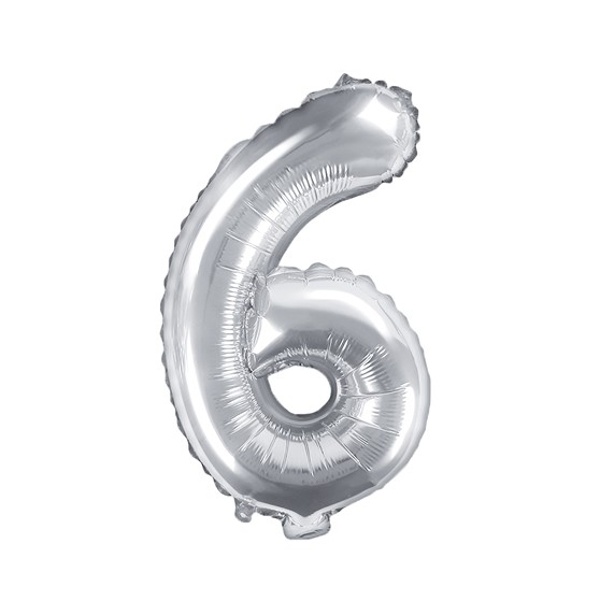 Levně Balónek fóliový "6" holografická stříbrná 35 cm