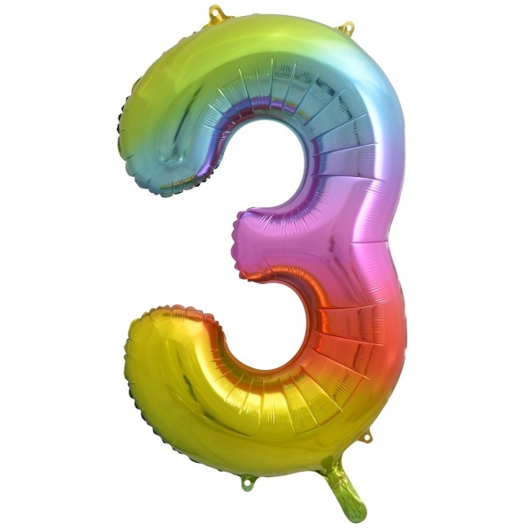 BALÓNEK fóliový číslo 3 duhové 85cm