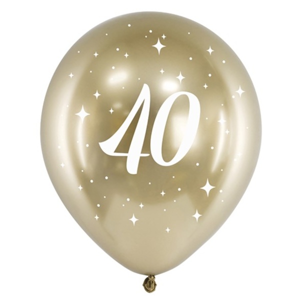 Balónky latexové chromové 40. narozeniny zlaté 30 cm 6 ks
