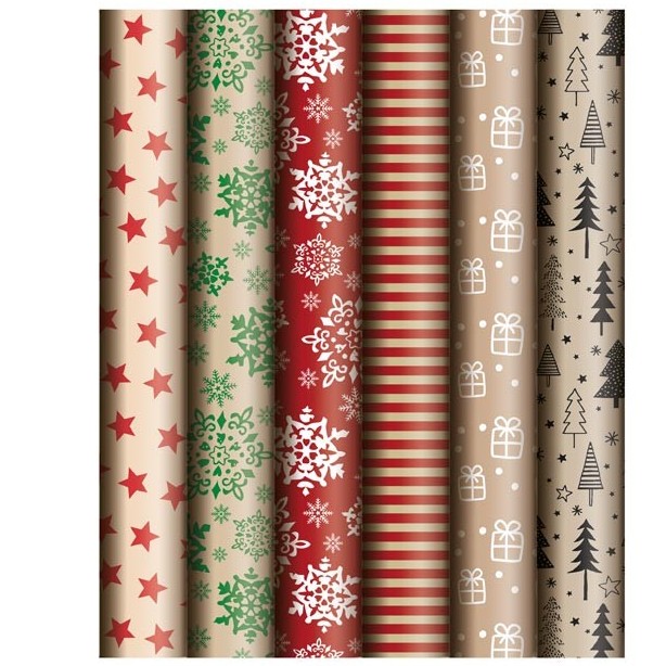 Balící papír role vánoční mix 500x70cm