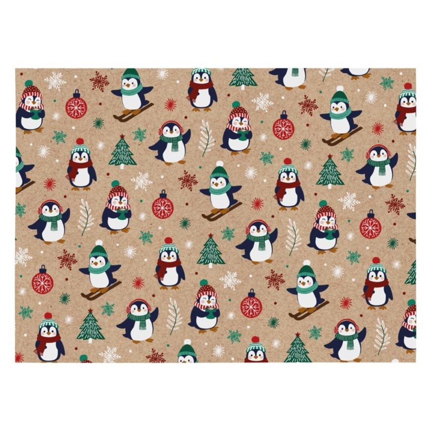 Balící papír s tučňáky 100x70 cm