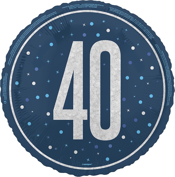 Balónek fóliový 40 třpytivý modrý 46 cm