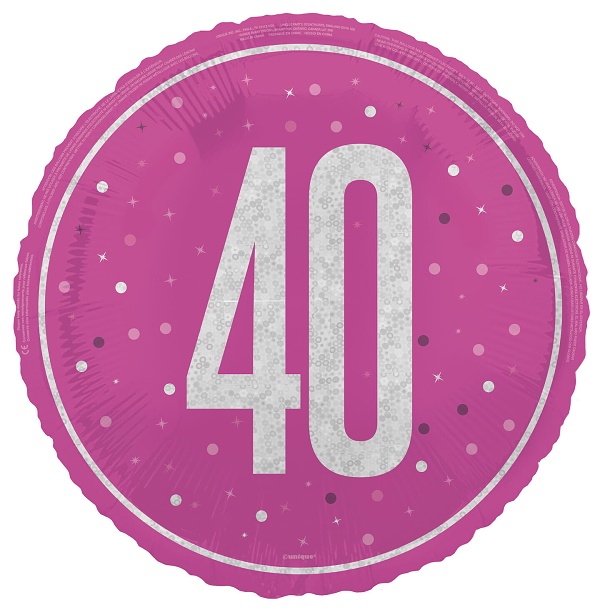 Balónek fóliový 40 třpytivý růžový 46 cm