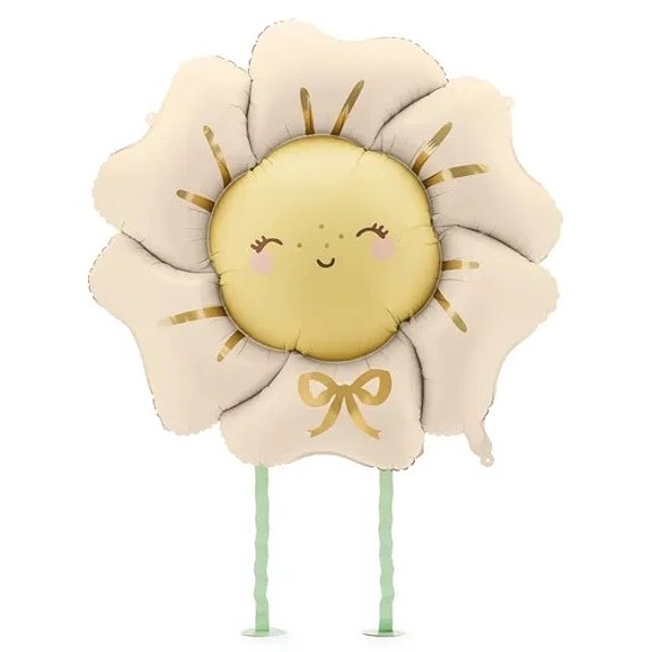 Balónek fóliový Květina s nožičkami béžová 104x104 cm