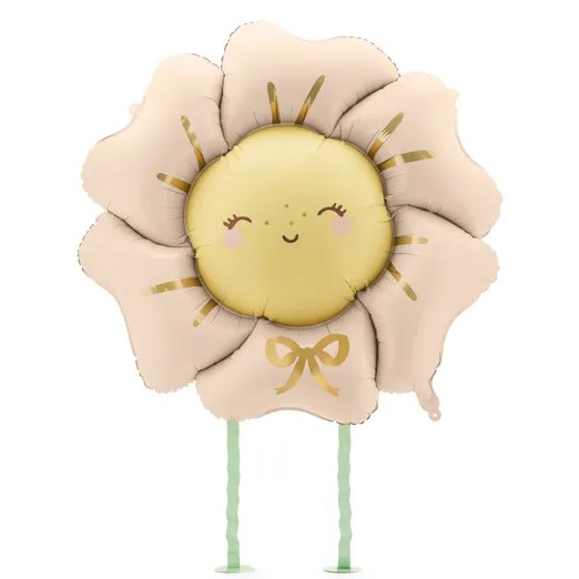 Balónek fóliový Květina s nožičkami světle růžová 104x104 cm