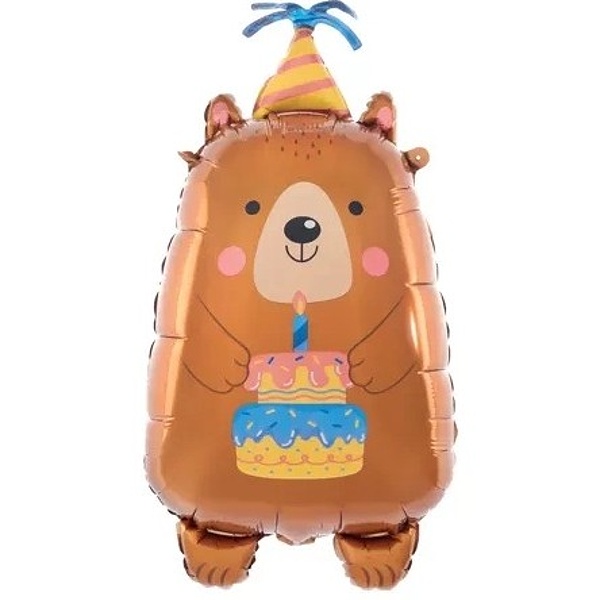Balónek fóliový Medvídek s dortem 44x78 cm