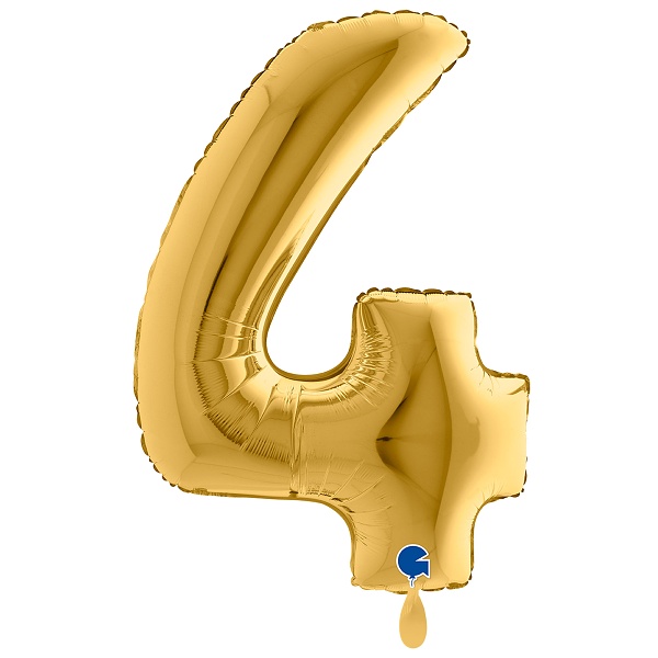 Balónek fóliový číslice 4 zlatá 102 cm