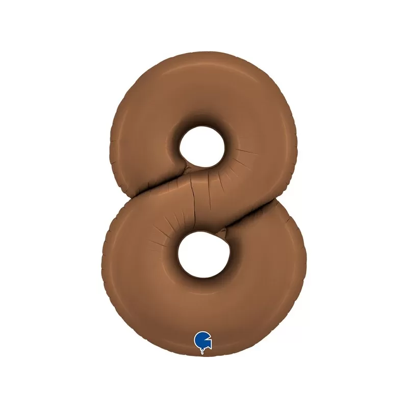 Balónek fóliový čislice 8 saténová hnědá 102 cm