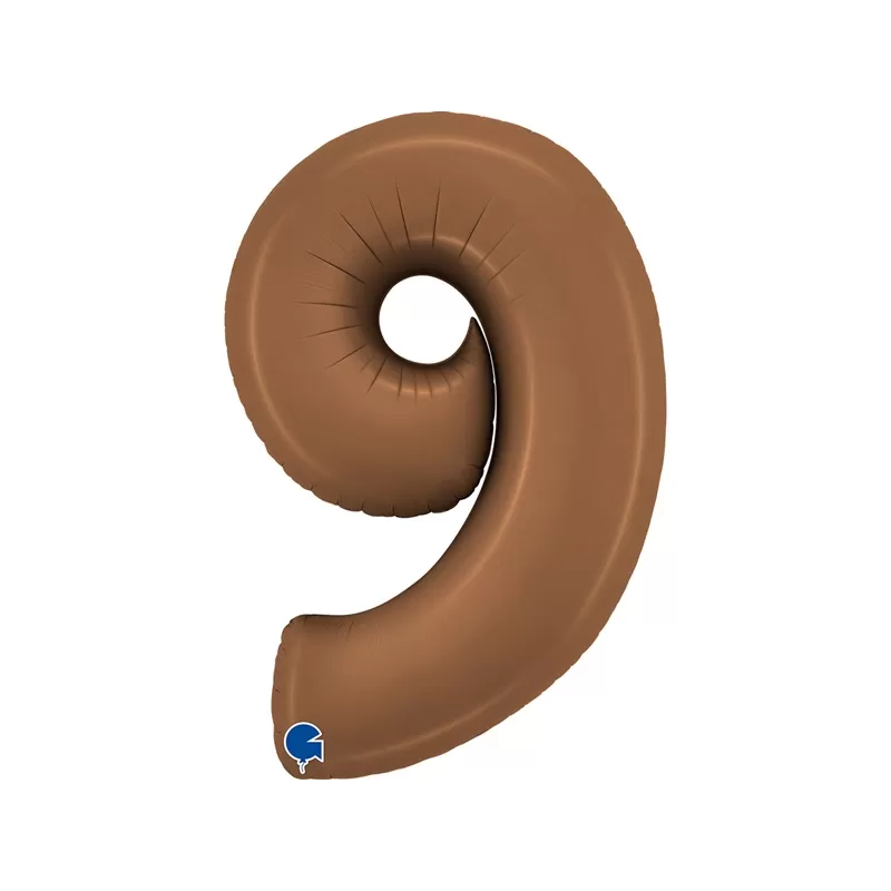 Balónek fóliový čislice 9 saténová hnědá 102 cm