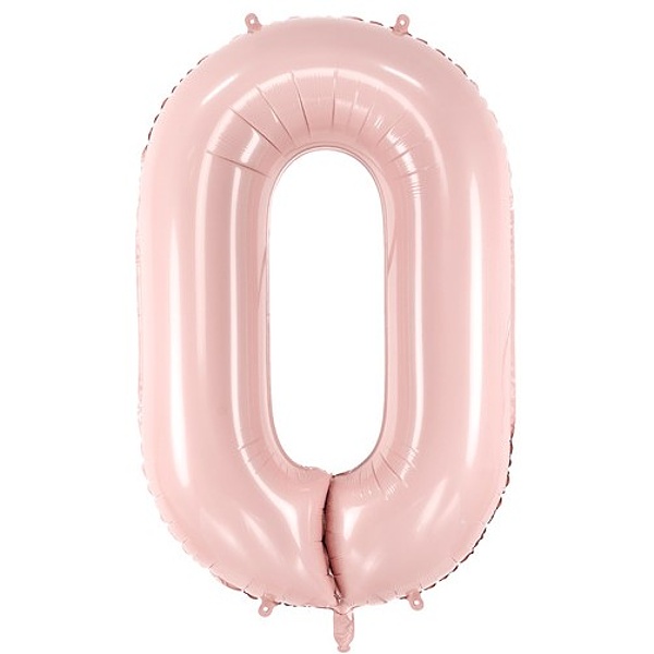 Balónek fóliový číslo 0 pastelově růžový 72cm