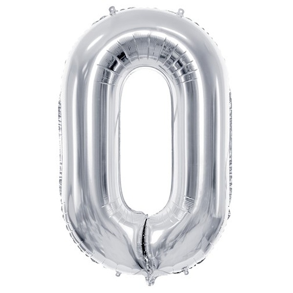 Balónek fóliový číslo 0 stříbrné 72 cm