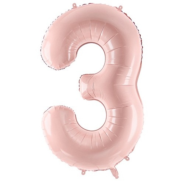 Balónek fóliový číslo 3 pastelově růžový 72cm