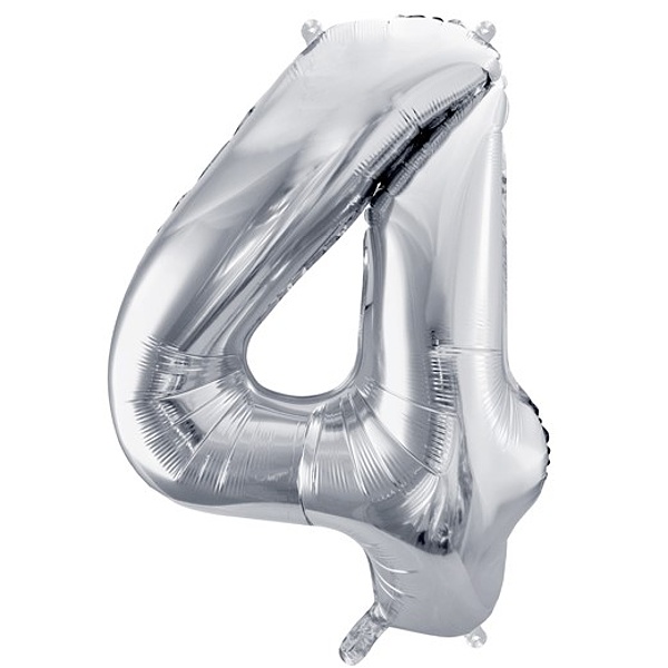 Balónek fóliový číslo 4 stříbrné 72 cm
