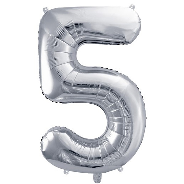 Balónek fóliový číslo 5 stříbrné 72 cm