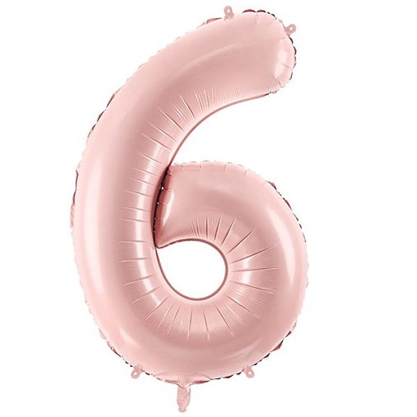 Balónek fóliový číslo 6 pastelově růžový 72cm