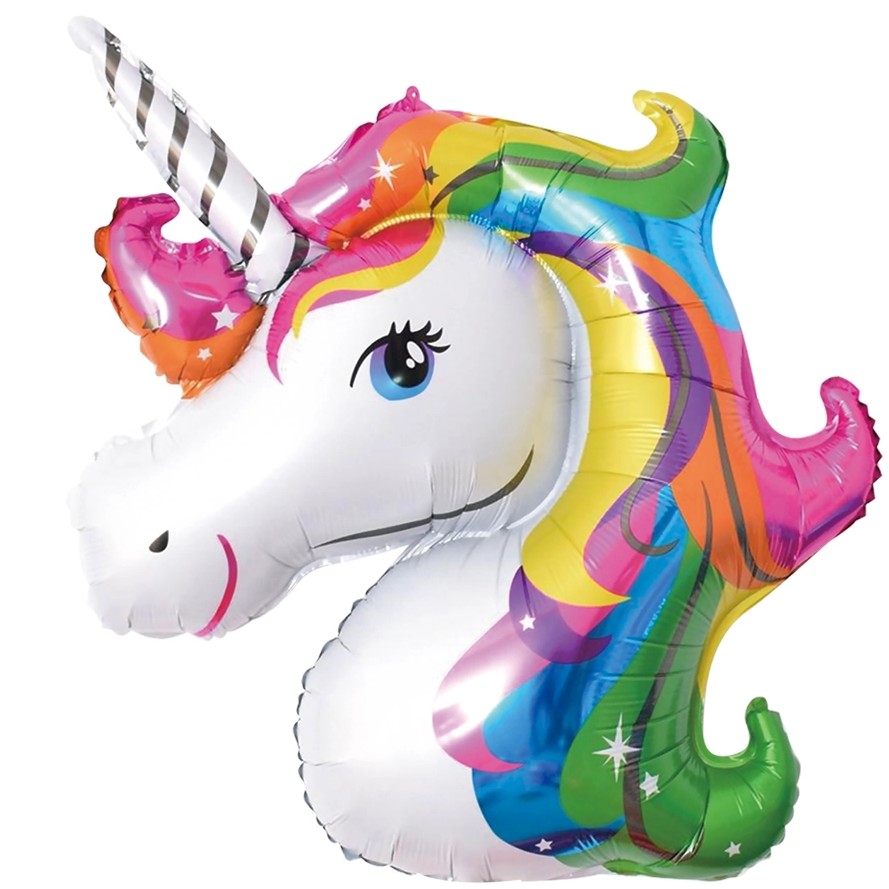 Balónek fóliový hlava Jednorožce 29x46 cm