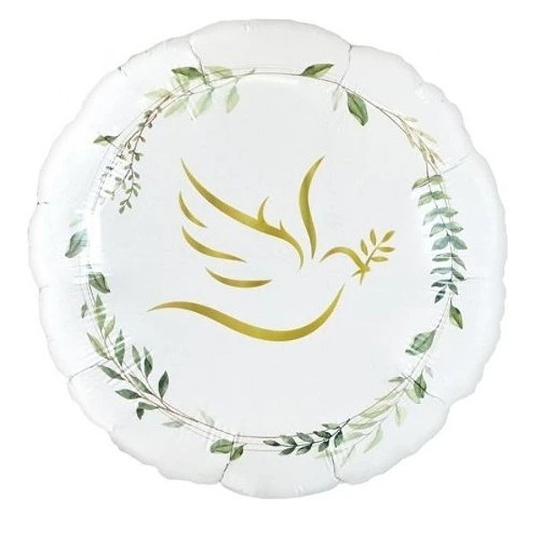 Balónek fóliový kruh Holubice s lístky 46 cm