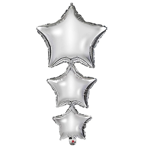 Balónek fóliový propojené stříbrné hvězdy 96 cm