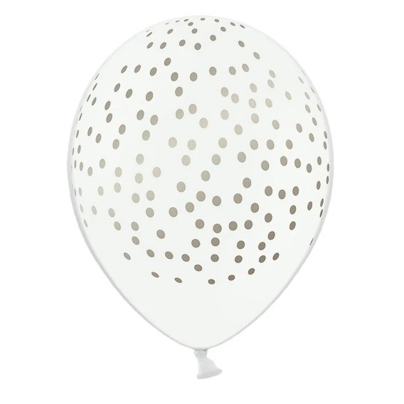 Balónky 30 cm, Tečky, Pastel Pure White (1 bal. / 6 ks)