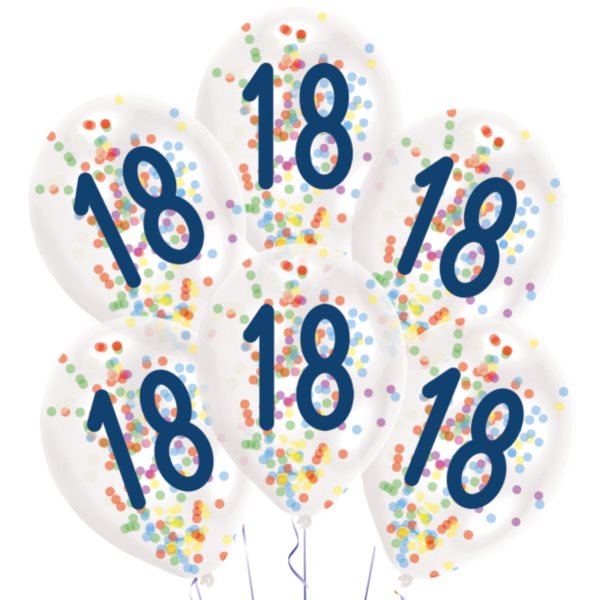Balónky průhledné s konfetami 27,5 cm 6 ks
