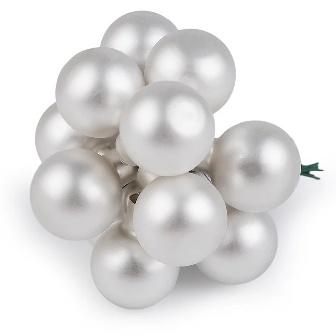 Baňka ozdobná na drátku bílá matná 12 ks