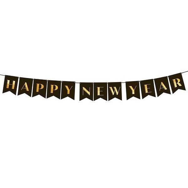 Banner HNY černo-zlatý 250cm