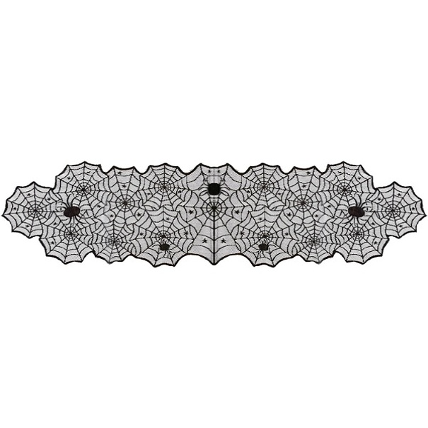 Běhoun na stůl černá pavučina 45x185 cm