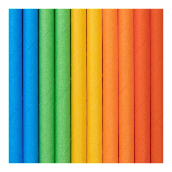 Brčka papírová duhová 10 ks