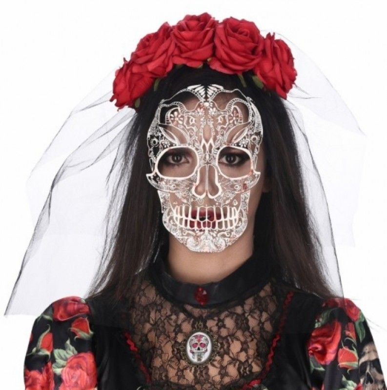 Čelenka Den Mrtvých s růžemi