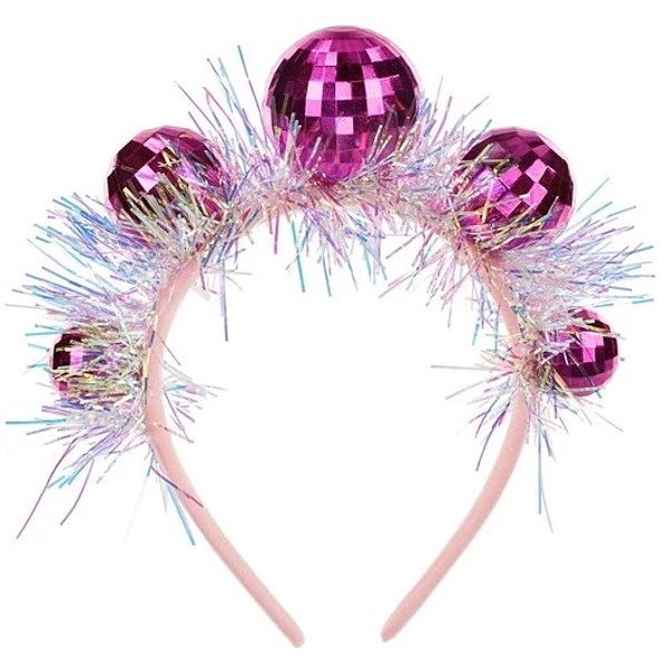 Čelenka disko-koule růžová