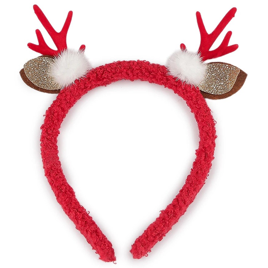 Čelenka do vlasů vánoční sobí rohy červené