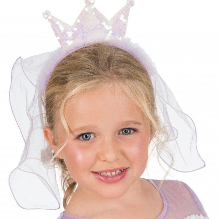 Čelenka fialková s korunkou a závojem