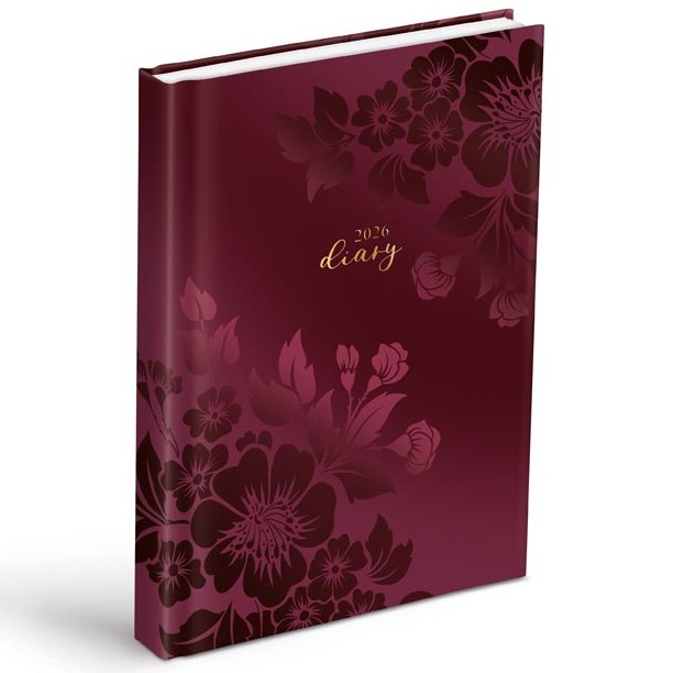 Diář 2026 fialový s květinami