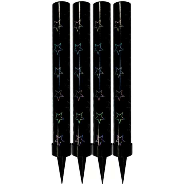 Fontánky dortové černé s hvězdičkami 12 cm 4 ks