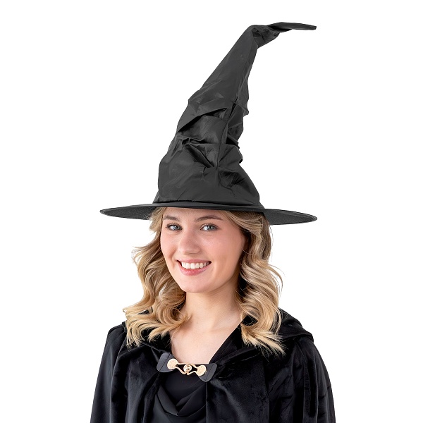Halloweenský černý čarodějnický klobouk 38x42cm